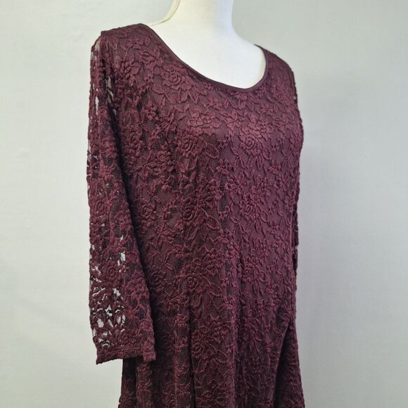 Maurices Lace Dress Purple Womens XXL Layered Slip Mother Bride Groom - Picture 4 of 13